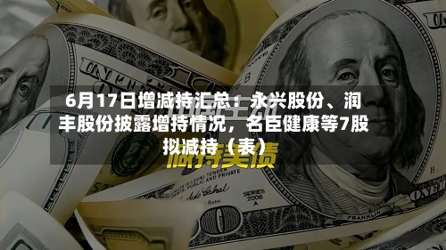 6月17日增减持汇总：永兴股份、润丰股份披露增持情况，名臣健康等7股拟减持（表）-第2张图片