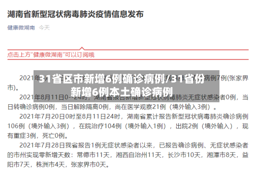 31省区市新增6例确诊病例/31省份新增6例本土确诊病例