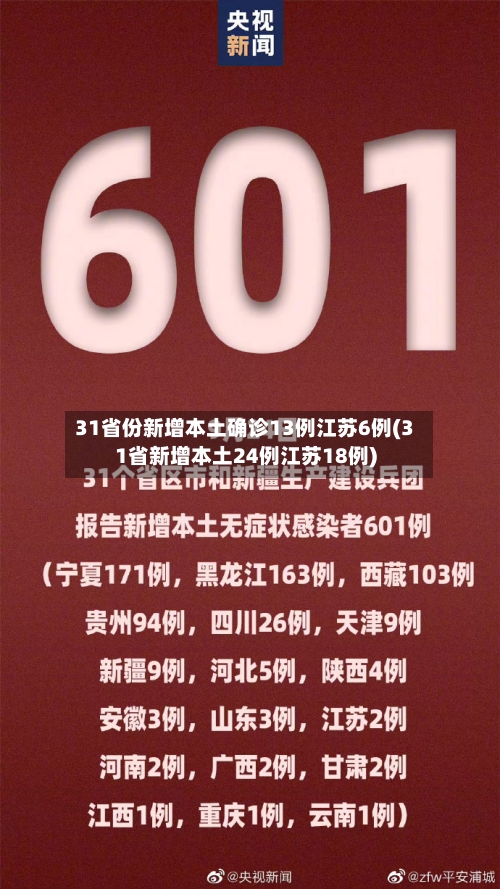 31省份新增本土确诊13例江苏6例(31省新增本土24例江苏18例)