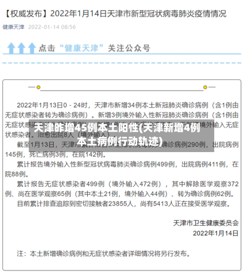 天津昨增45例本土阳性(天津新增4例本土病例行动轨迹)