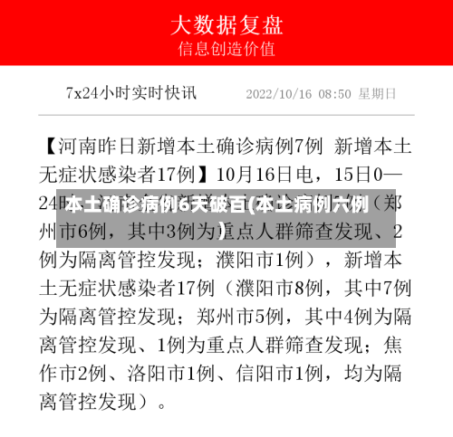 本土确诊病例6天破百(本土病例六例)