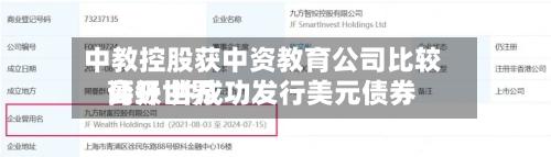 中教控股获中资教育公司比较高公开世界评级 并成功发行美元债券